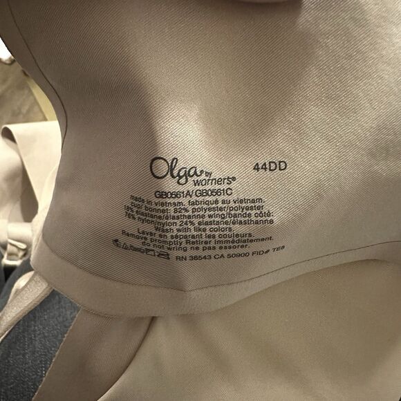 Olga No Side Effects Full-Figure Contour Underwire Bra 0561A Almond 44DD NWT - Picture 5 of 9